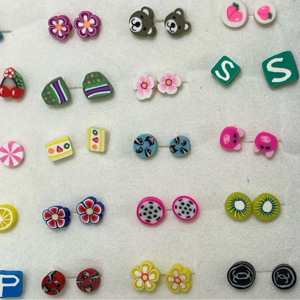 Kids Hypoallergenic Plastic Stud Earring Set, Gift Boxed (100 Pairs Total) - Picture 3 of 5